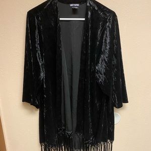 Velvet sweater with fringe